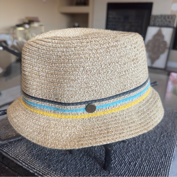 Levi’s Straw Fedora Hat M/L – Summer Beach Trilby with Multicolor Band - Picture 1 of 7
